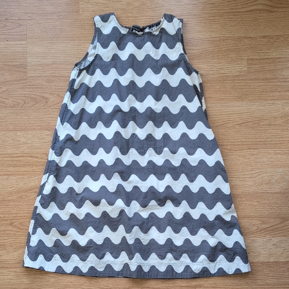 Marimekko Kids Dress with Wavy Black and White Pattern